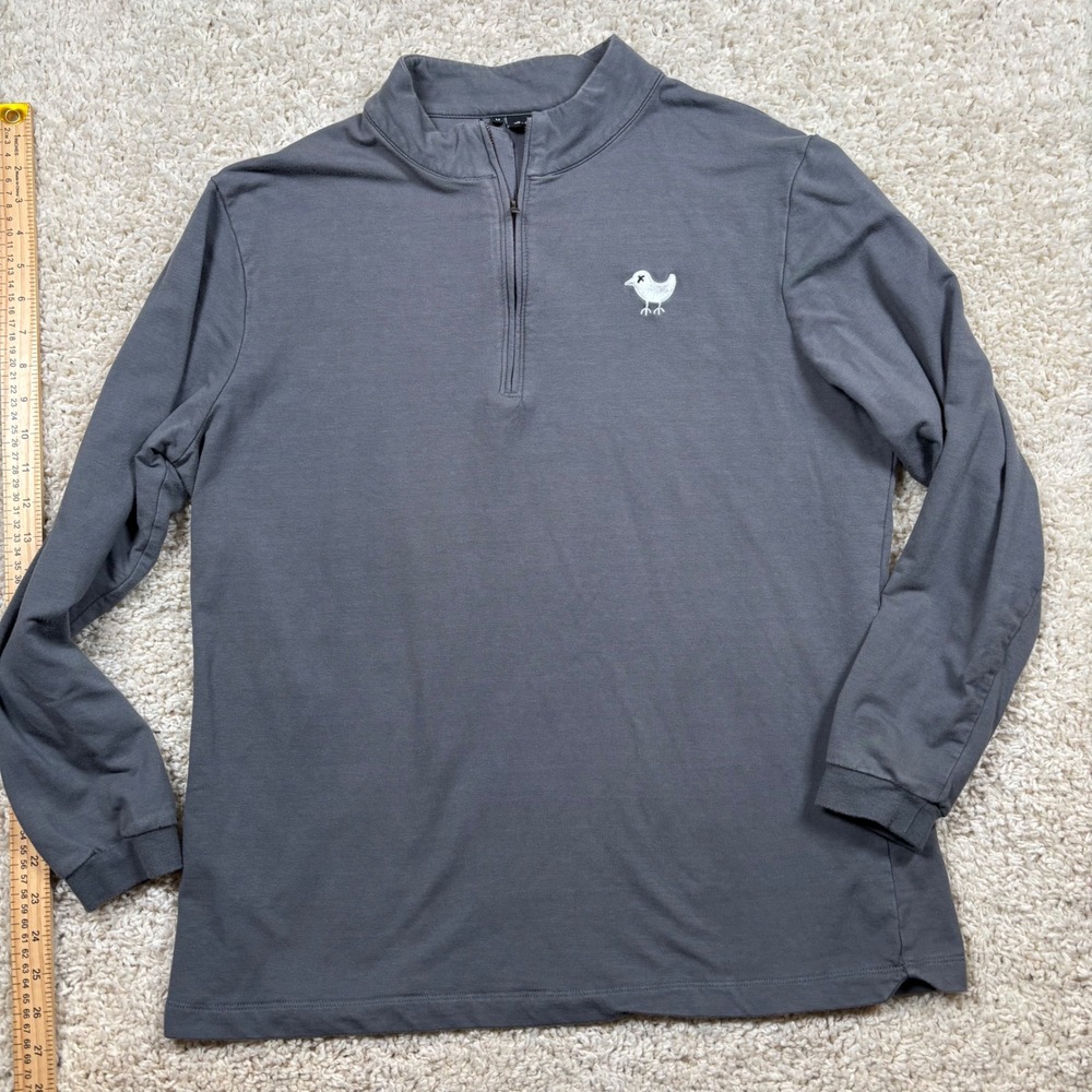 Bad Birdie Quarter Zip Pullover Mens Medium Grey‎ Excellent Cotton Modal Stretch